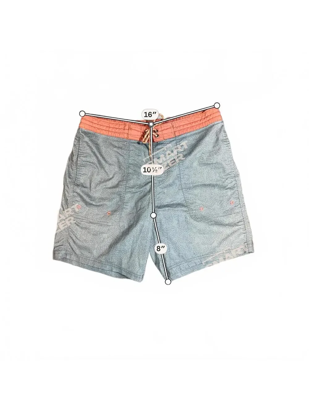 Howler Men's Casual Swim Board Shorts Contrast Waistband Blue and Coral Size 32